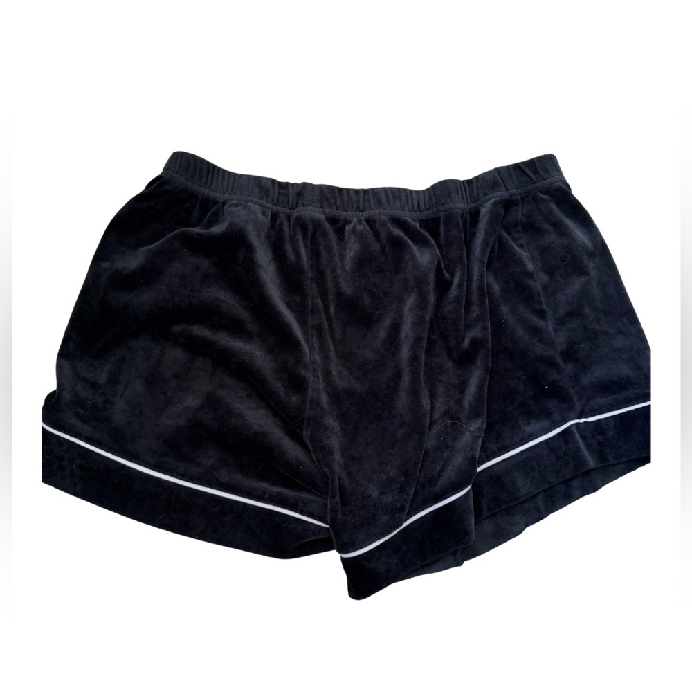 Juicy Couture Black Velour Athletic Shorts with White Piping
